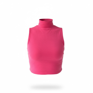 Топ с воротником-стойкой в розовом цвете