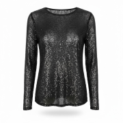 Лонгслив черные пайетки