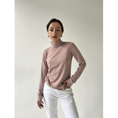 Бадлон, гольф, водолазка в цвете "пыльная роза"