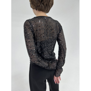 Лонгслив черные пайетки